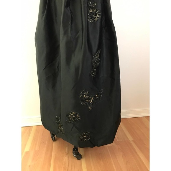 60s Formal Lace Dress Vintage Long Black Maxi Dress Structured Full Skirt Prom - Picture 5 of 10